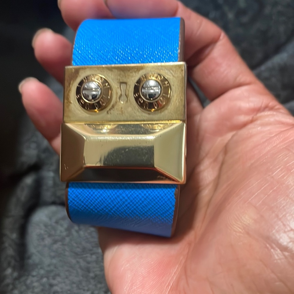Henri bendel new york bracelet leather blue gold